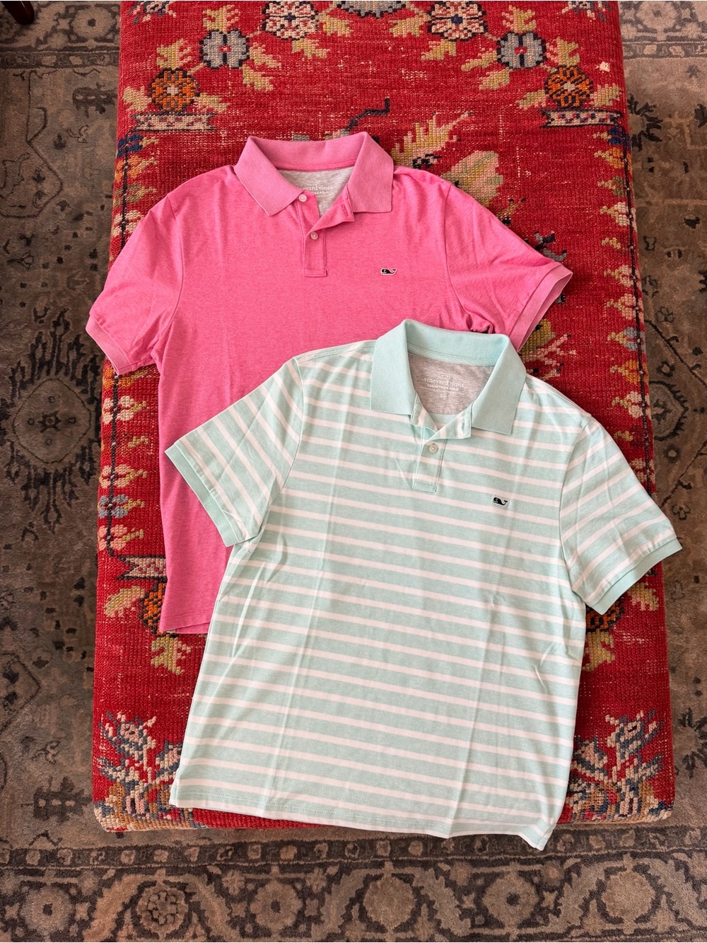 Vineyard Vines Edgartown Men’s Polo Duo — Pink & Mint Stripes